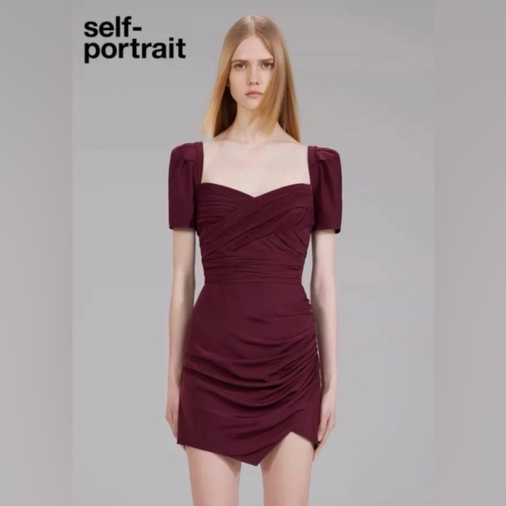SELF-PORTRAIT Iris Stretch Crepe Mini Dress - US 2